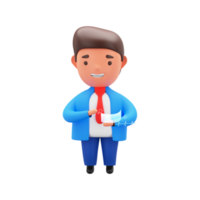 3D Render of Businessman Searching Frequency Beat On White Background. png