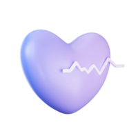 violet illustration de battement de coeur symbole 3d icône. png