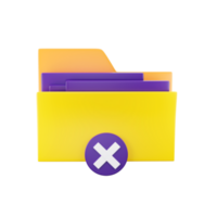 giallo e viola rimuovere cartella icona nel 3d rendere. png