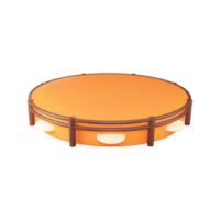 3D Render Style Timbrel Orange And Brown Icon. png