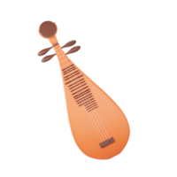 Isolated Biwa Wooden Lute Icon In 3D Render. png