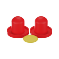 3D Style Air Hockey Puck And Pusher Icon In Red And Yellow Color. png