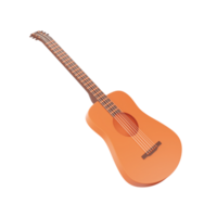 3D Style Guitar Icon In Orange Color. png