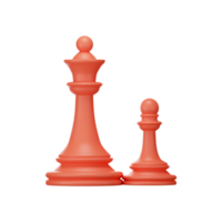 3D Style Chess Piece of Queen And Pawn Icon In Red Color. png