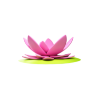 Pink Lotus Flower Blooming Icon In 3D Render. png