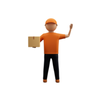 3D Render Of Faceless Delivery Boy Holding Parcel Box On White Background. png