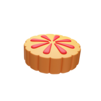 Red And Orange Mooncake Icon In 3D Rendering. png