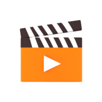 Brown And Orange Play Clapboard 3D Icon. png