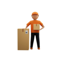 3D Render Of Faceless Delivery Boy Standing With Parcel Boxes On White Background. png