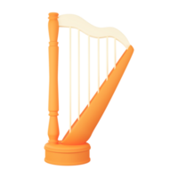 3D Illustration of Harp Icon In Orange Color. png