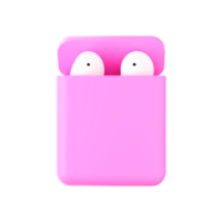 Pink And White Earbuds Box Icon In 3D Style. png