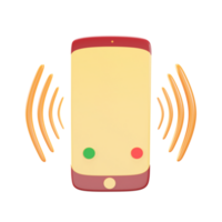 Smartphone Ringing 3D Icon In Yellow And Red Color. png