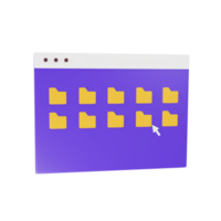 Seleccione múltiple archivo carpeta en ventana pantalla icono en 3d estilo. png