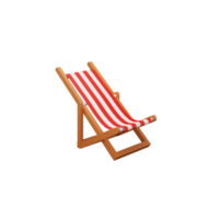 Red And White Folding Beach Chair 3D Icon. png