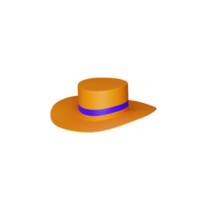 Orange Panama Hat Icon In 3D Render. png