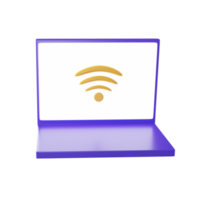 3d ilustración de Wifi conectar ordenador portátil púrpura icono. png
