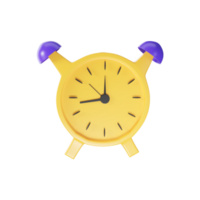 dorado y púrpura alarma reloj icono en 3d prestar. png