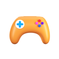 3D Illustration Of Yellow Video Game Pad Element. png