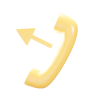 3d Stil abgehend Telefon Anruf Symbol im golden Farbe. png