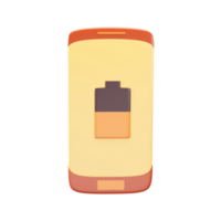 mobiel accu opladen telefoon 3d icoon in oranje kleur. png