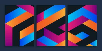 Geometric cover design with gradient rectangular shapes vector