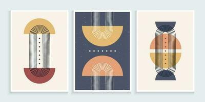 Trendy wall art decor with minimalist primitive shapes vector