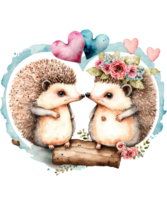 mignonne couple hérisson Valentin sublimation ai génératif png