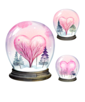 neige globe Valentin journée aquarelle conception sublimation ai génératif png