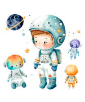 criança astronauta aguarela ai generativo png