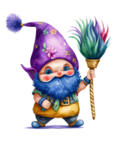 mignonne gnome mardi gras aquarelle ai génératif png