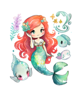 Cute Mermaid Watercolor Sublimation png