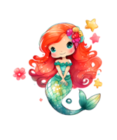 Cute Mermaid Watercolor Sublimation png