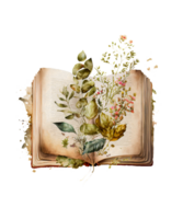 floral livro aguarela ai generativo png