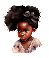 Cute Black Girl Watercolor Sublimation png