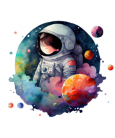 planètes et étoiles aquarelle sublimation ai génératif png