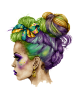 Mardi Gras Beautiful Women Watercolor png