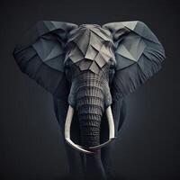 generativo ai ilustración de creativo de elefante hecho de vistoso geométrico formas en antecedentes. líder, coraje, fuerte y corajudo, foto