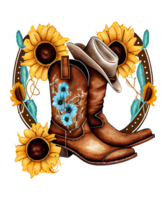 occidental botas acuarela clipart ai generativo png