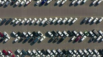 Bird's Eye View of a Vehicle Port Lot Awaiting Shipping and Global Distribution video