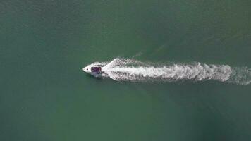 Bird's Eye View of a Speedboat at Sea video