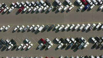 Bird's Eye View of a Vehicle Port Lot Awaiting Shipping and Global Distribution video