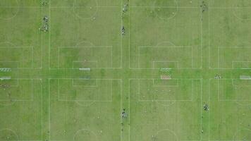 Bird's Eye View of Football Matches at Hackney Marshes in London video