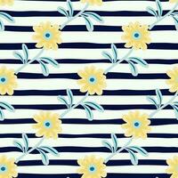 Cute flower seamless pattern in simple style. Hand drawn floral endless background. vector