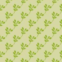 Simple branches with leaves seamless pattern. Organic endless background. Decorative forest leaf endless wallpaper. vector