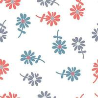 Chamomile flower seamless pattern in naive art style. Cute little daisy floral ornament wallpaper. vector