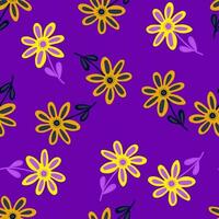 Hand drawn floral wallpaper. Cute flower seamless pattern. Naive art style. vector