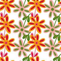 Hand drawn floral wallpaper. Cute flower seamless pattern. Naive art style. vector