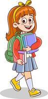 cute little schoolkids cartoon vector