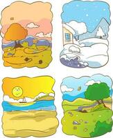 four seasons cartoon vector