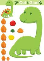 Funny stegosaurus. Education paper game for children. Cutout and gluing. Vector cartoon illustration